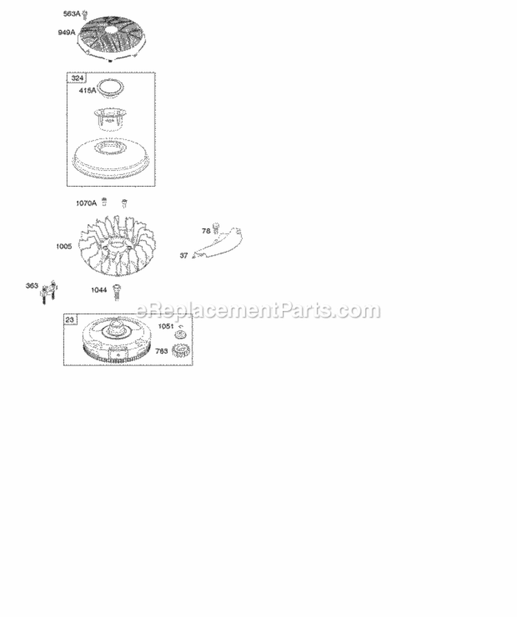 Flywheel Diagram and Parts List for 33M777-1495-B1  Briggs and Stratton Engine